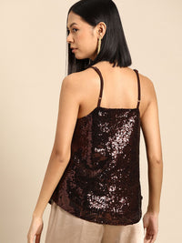 all about you Sequinned Embellished Shoulder Straps Top
