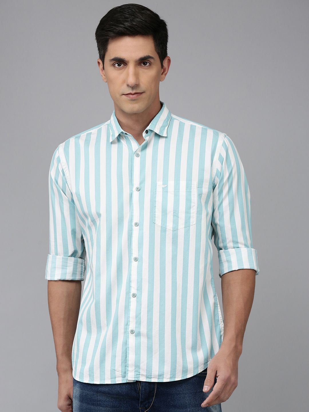 Park Avenue Slim Fit Striped Pure Cotton Casual Shirt