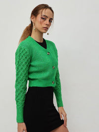STREET 9 Women Cable Knit Crop Cardigan