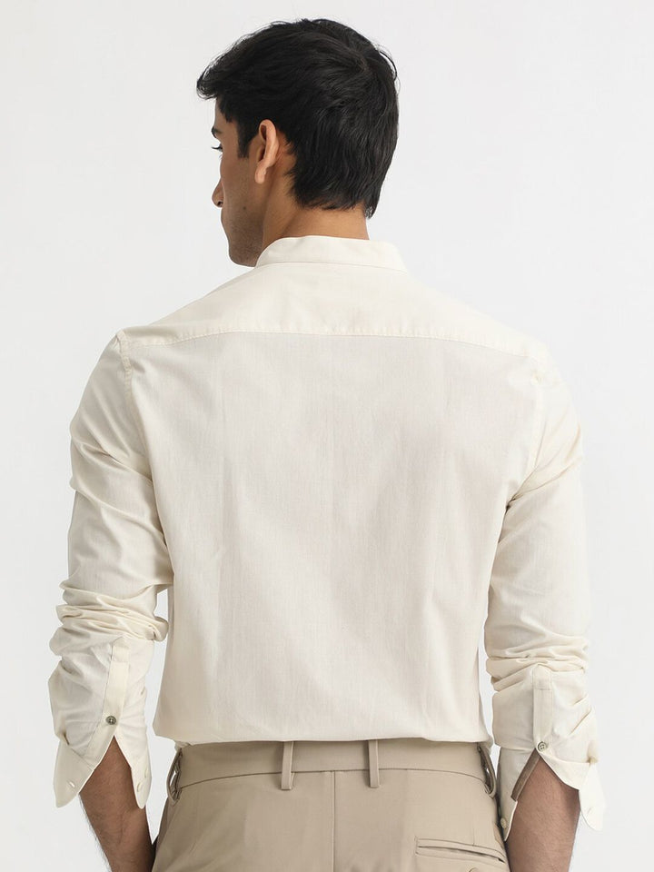 RARE RABBIT Men Cadmi Slim Fit Mandarin Collar Cotton Shirt