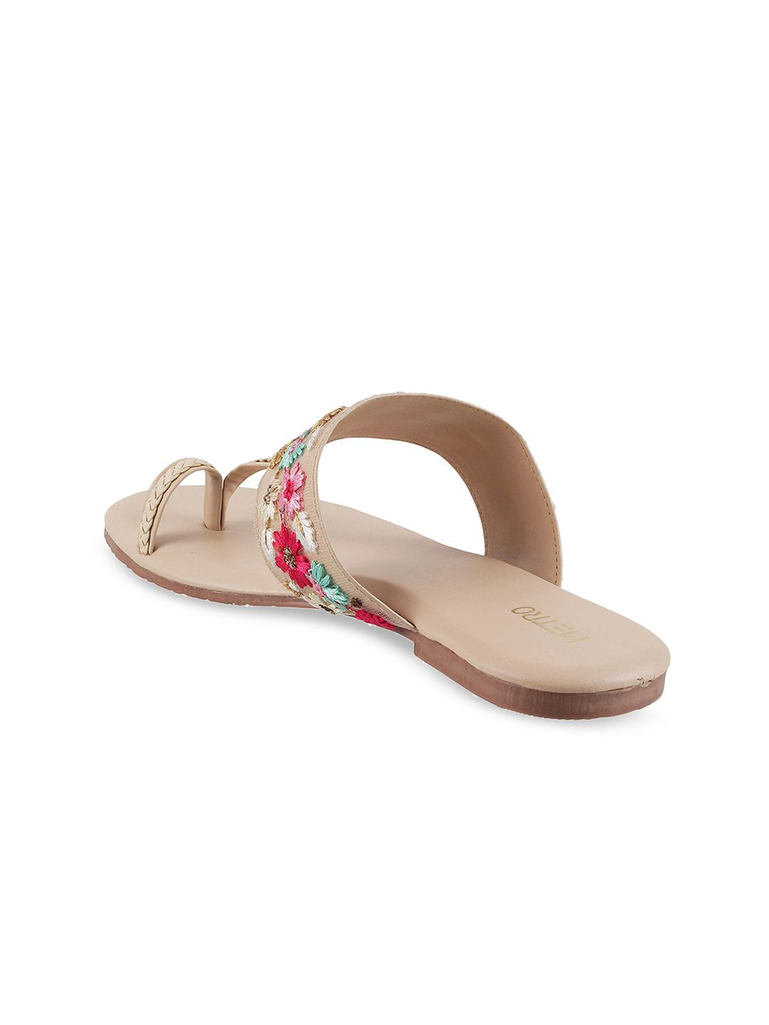Metro Women Beige One Toe Flats