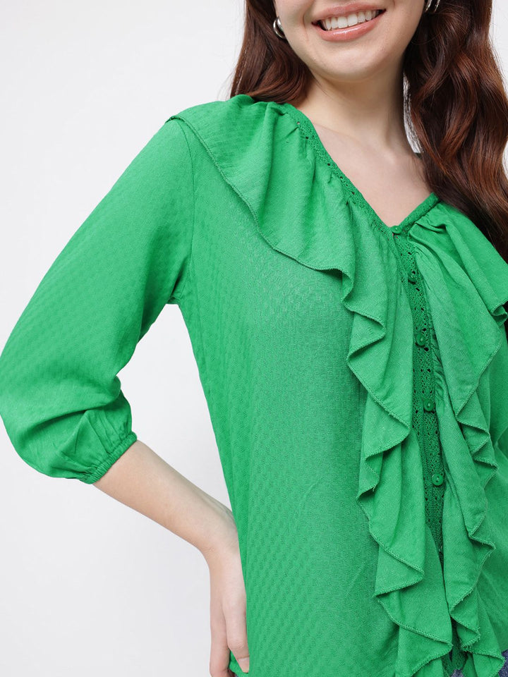 DressBerry Regencycore Ruffles Lace Inserts Top