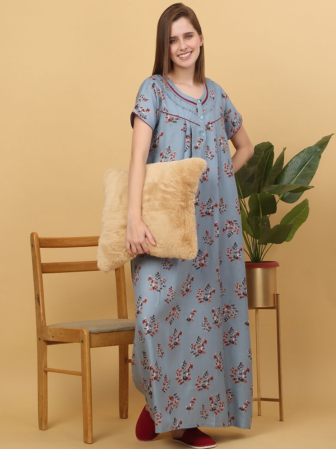 Sweet Dreams Printed pure cotton Maxi Nightdress