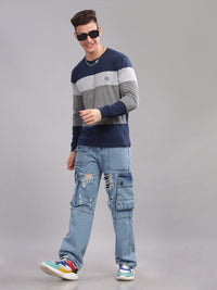 ADRO Men Colourblocked Round Neck T-shirt