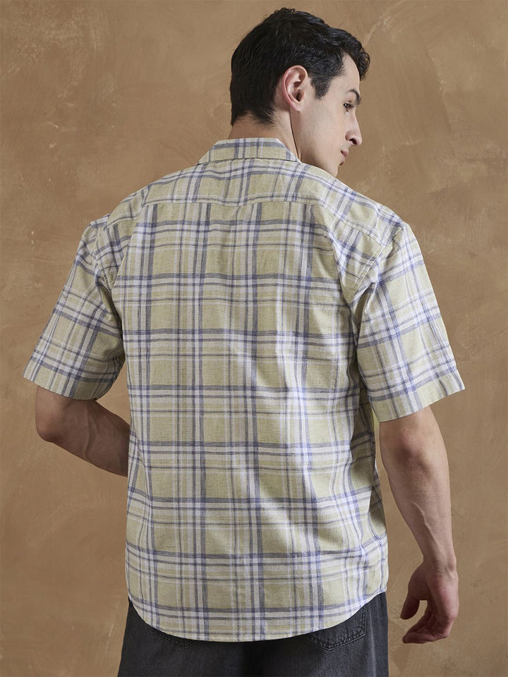 DENNISON Oversized Checked Cuban Collar Shirt