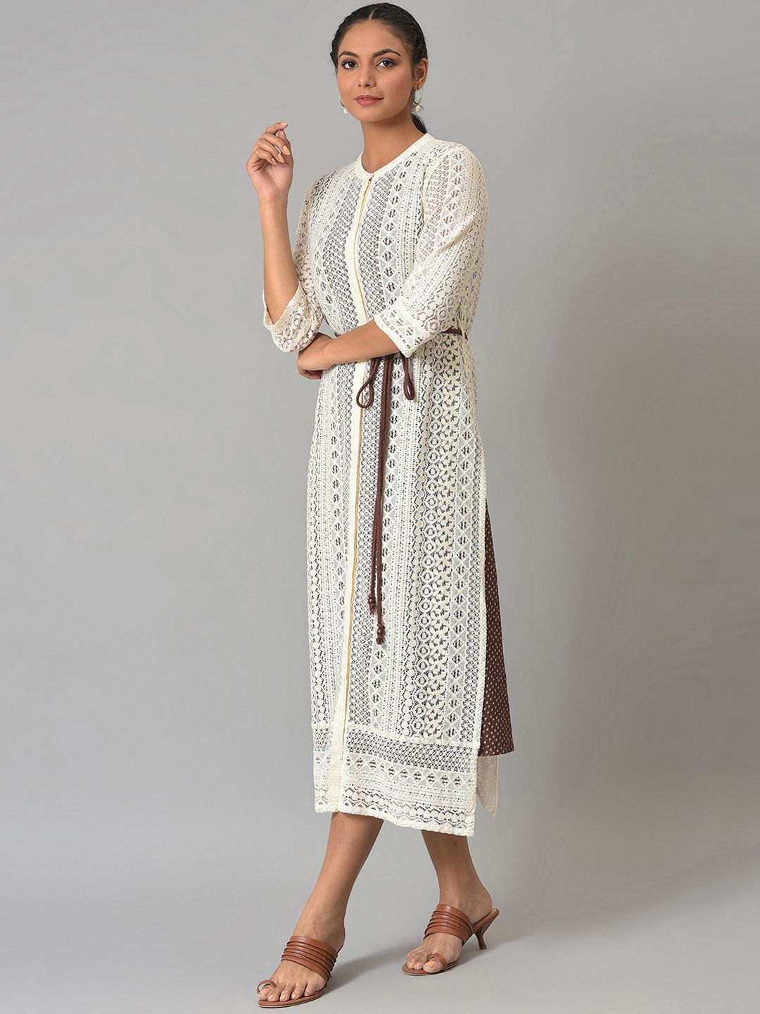 W Women Geometric Printed Cotton Kurta