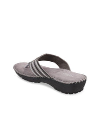 Metro Women Grey Embellished Comfort Sandals