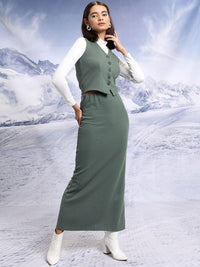 Tokyo Talkies Fitted Waistcoat With Maxi Skirt