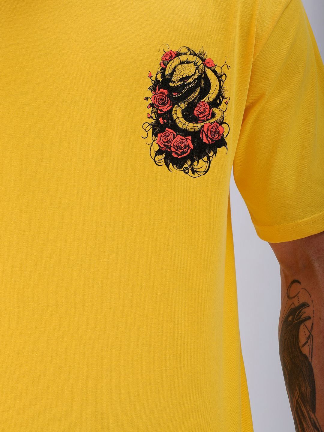 The Indian Garage Co Men Back Printed Boxy Oversized Round Neck T-shirt