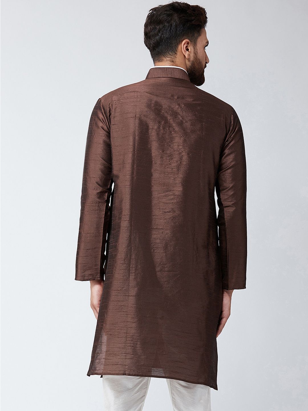 SOJANYA Men Brown Woven Design Straight Kurta