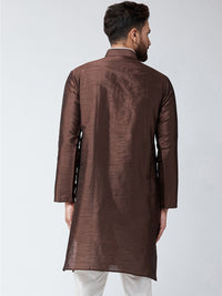 SOJANYA Men Brown Woven Design Straight Kurta