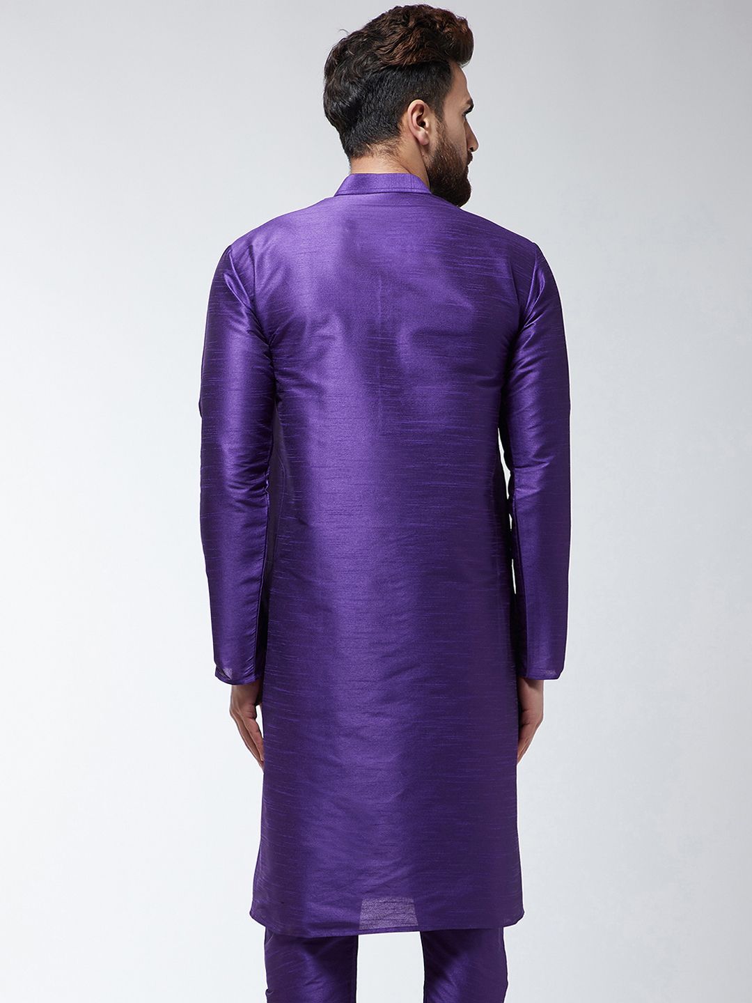 SOJANYA Lelaki Ungu Solid Kurta Lurus