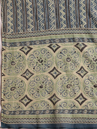 Libas Blue & Beige Ethnic Printed Sweetheart Neck Cotton Kurta with Trousers & Dupatta