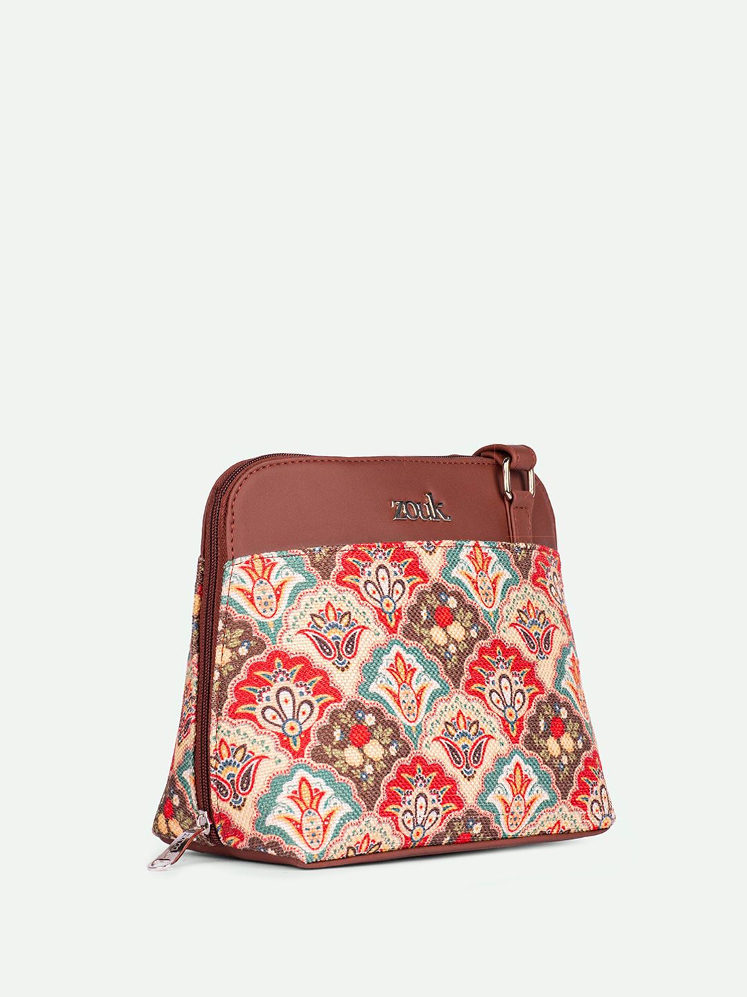 ZOUK Ethnic Motifs Printed Structured Sling Bag