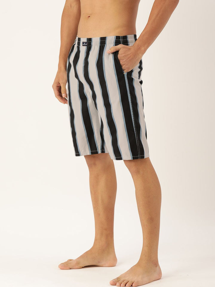 The Indian Garage Co Men Navy Blue & White Striped Pure Cotton Boxers 1120-BXR10-05