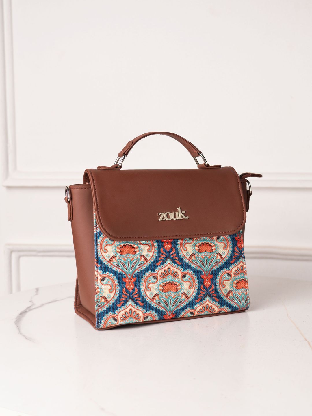 ZOUK Ethnic Motifs Printed Structured Sling Bag
