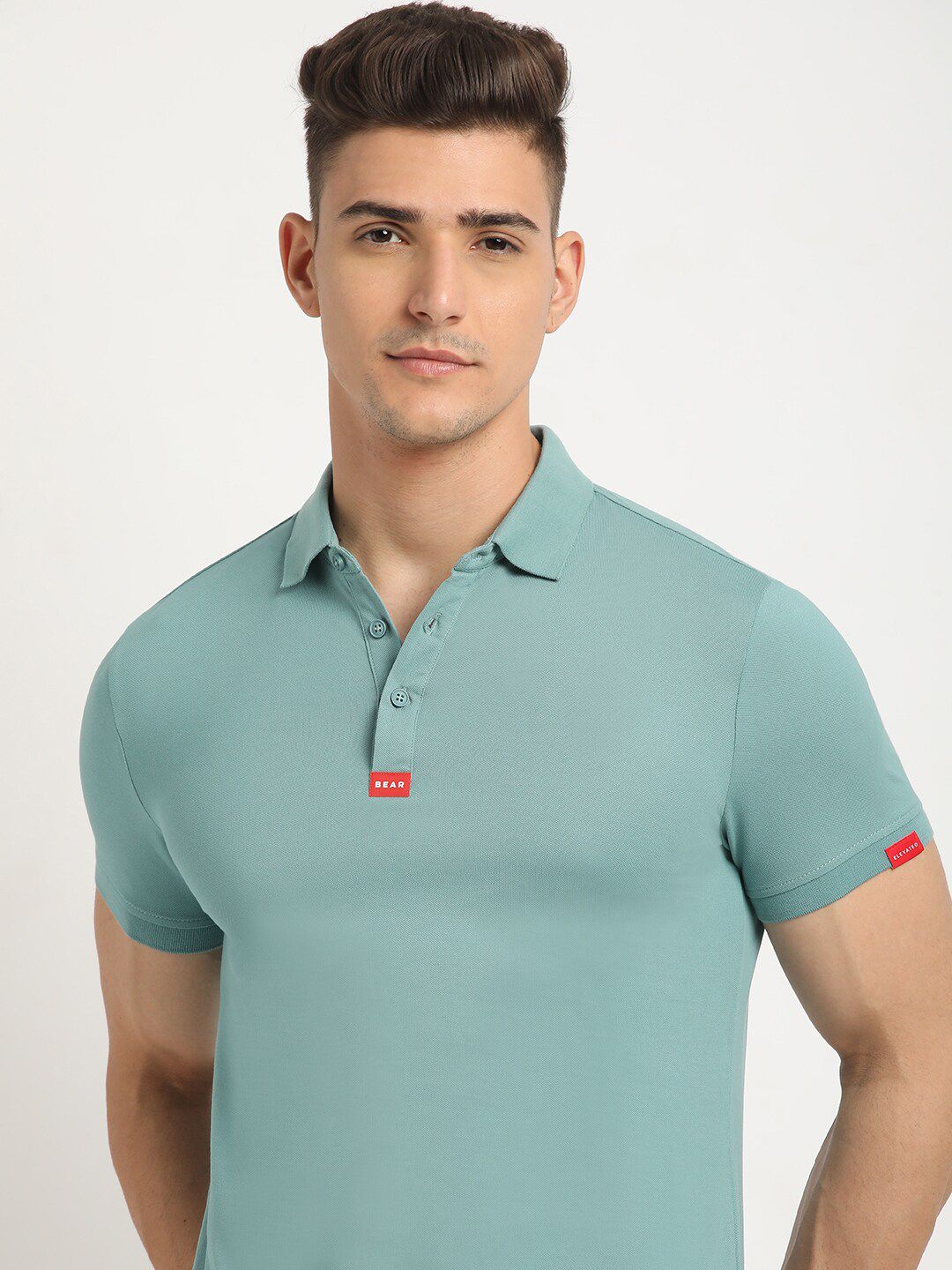 THE BEAR HOUSE Polo Collar Short Sleeves Slim Fit T-shirt