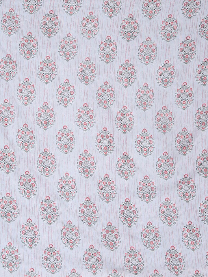 KLOTTHE Grey Floral Fitted 300 TC King Fine Bedsheet with 2 Pillow Covers-270X270 cm