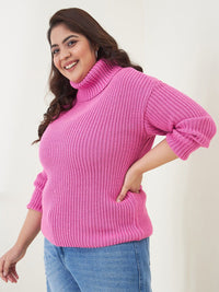 CURVY STREET Women Plus Size Ribbed Acrylic Pullover