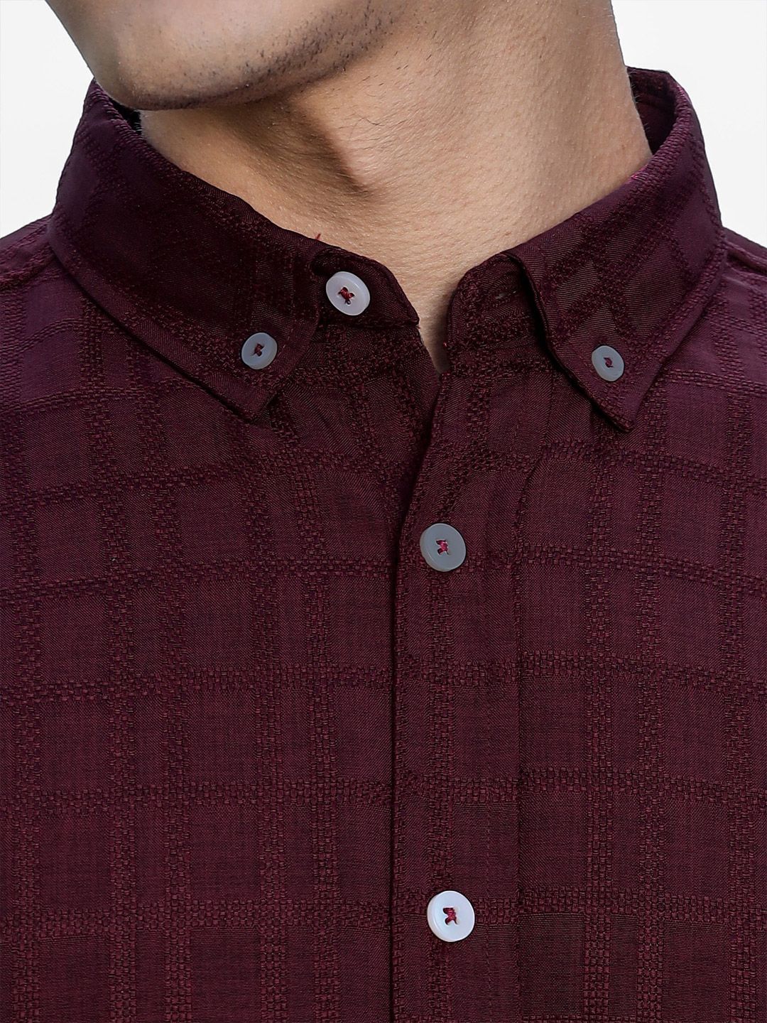 Thomas Scott Men Premium Regular Fit Button-Down Collar Textured Casual Shirt