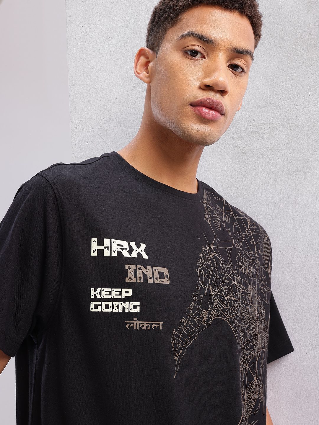 HRX by Hrithik Roshan Geometric Printed Casual T-shirt
