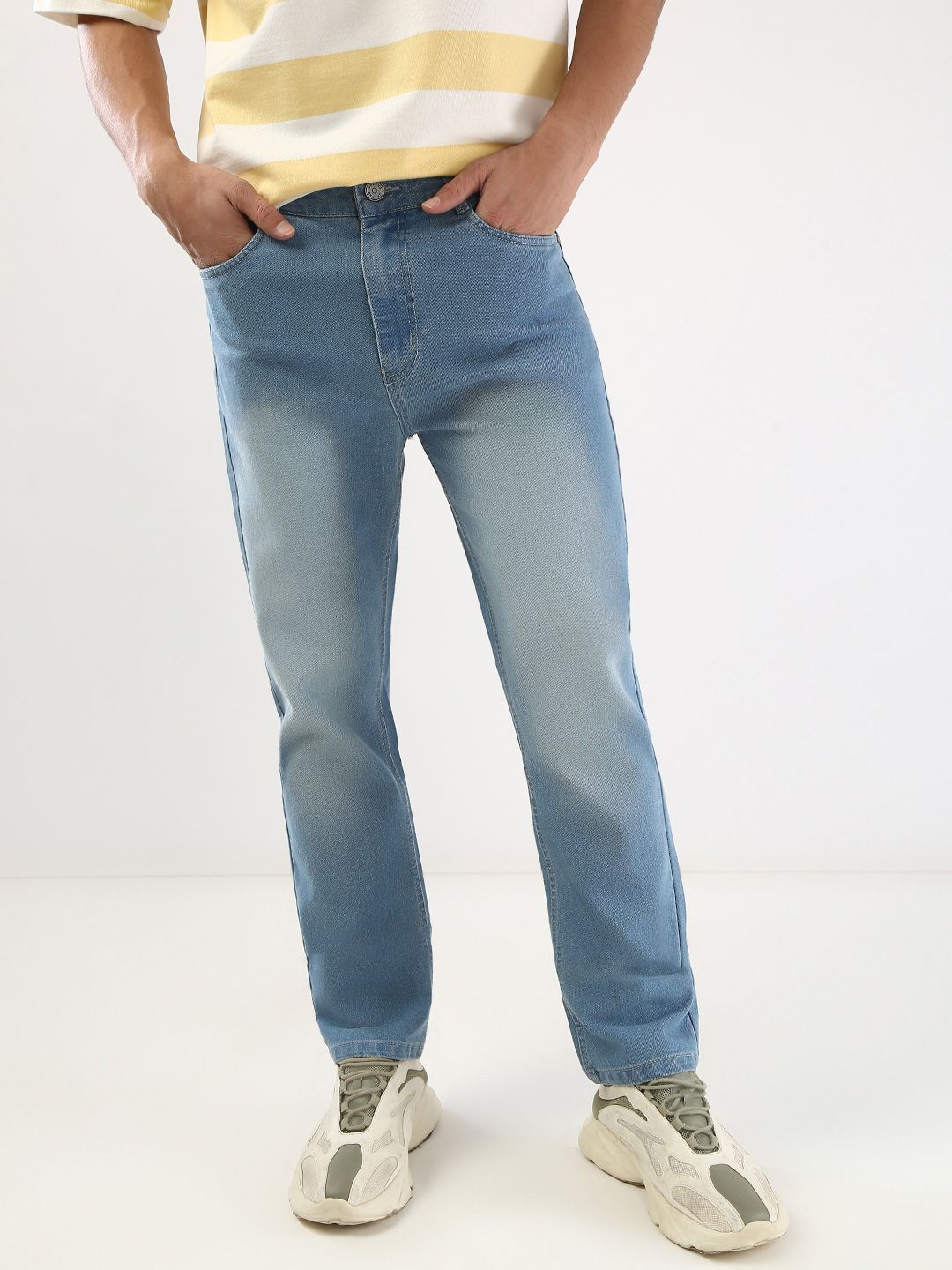 Urbano Fashion Men Straight Fit Mid-Rise Light Fade Stretchable Jeans