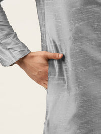 SOJANYA Men Grey & Rust Orange Kurta with Churidar