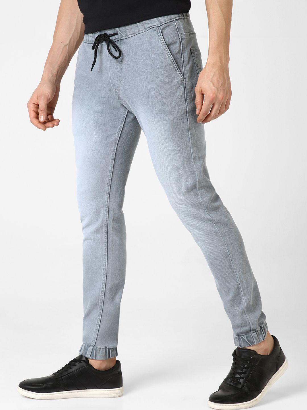 Urbano Fashion Men Grey Jogger Fit Mid-Rise Clean Look Stretchable Jeans