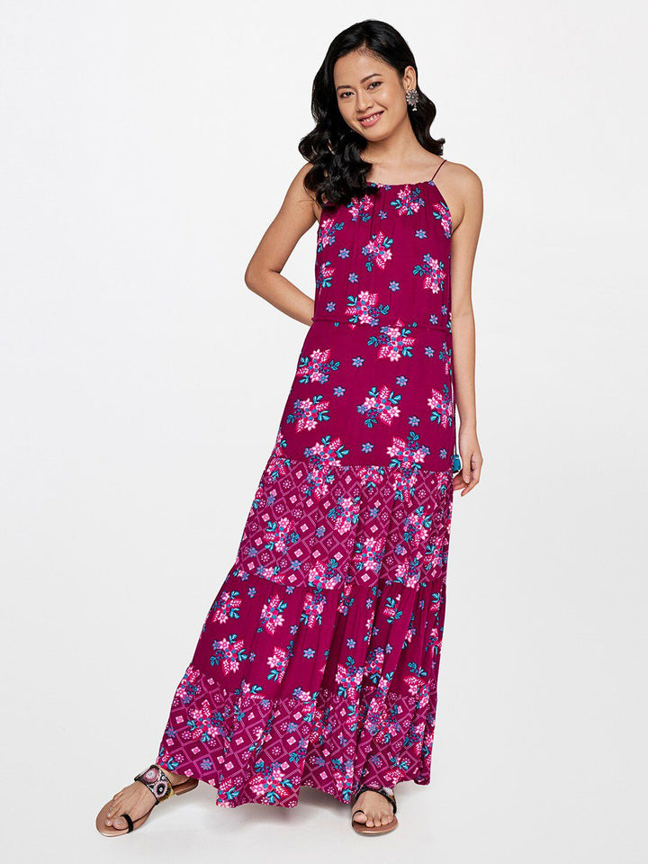 Global Desi Floral Printed Maxi Dress