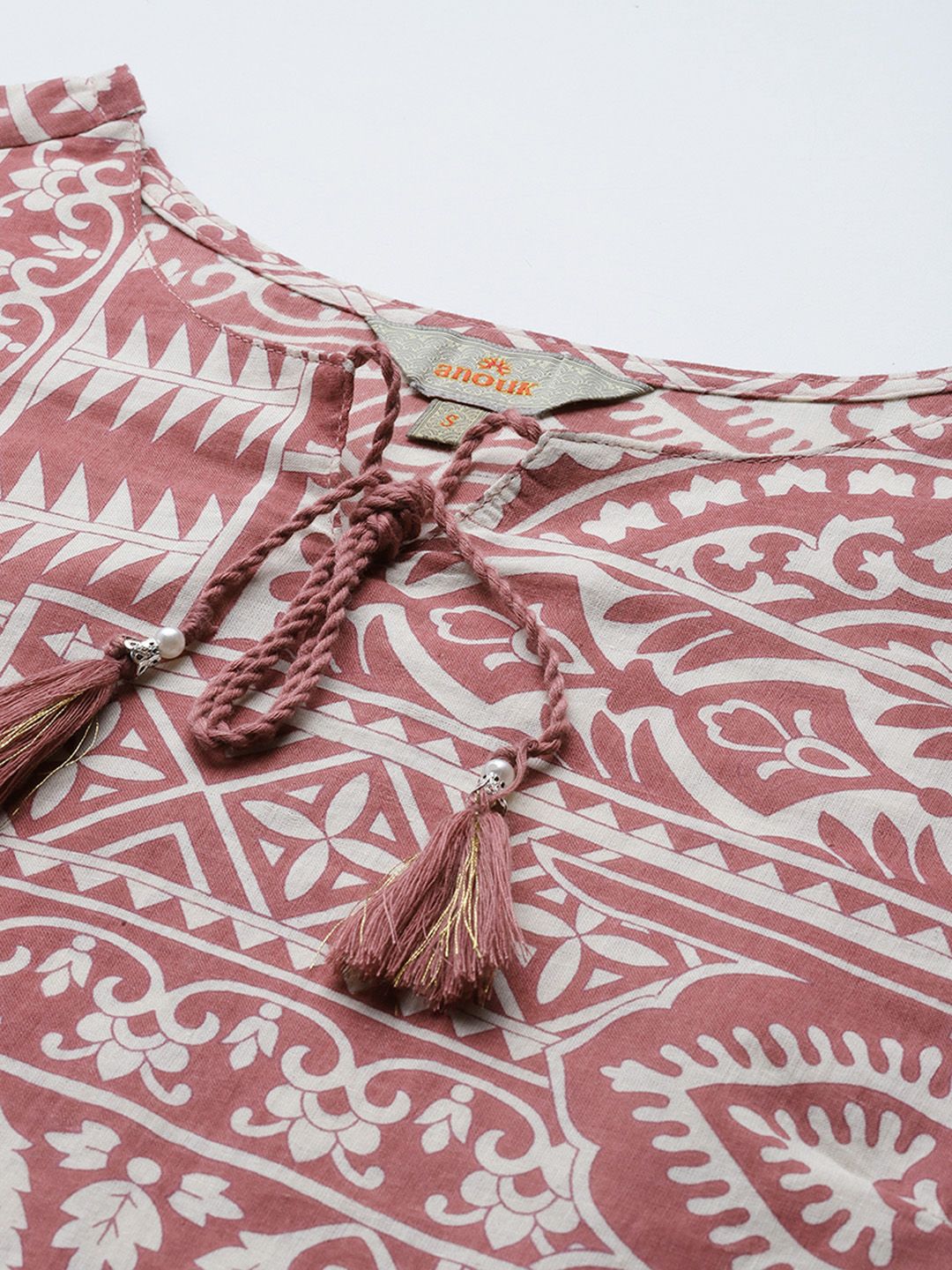 Anouk Floral Print Pure Cotton Kurta with Trousers & With Dupatta