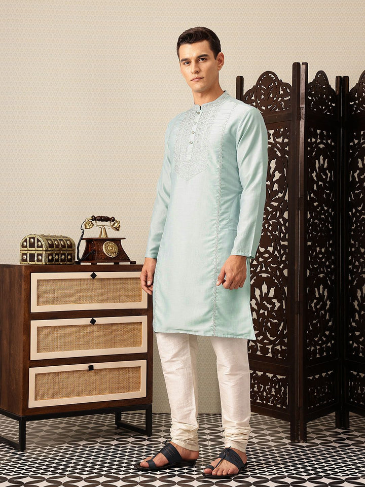 House of Pataudi Floral Embroidered Sequinned Straight Jashn Kurta