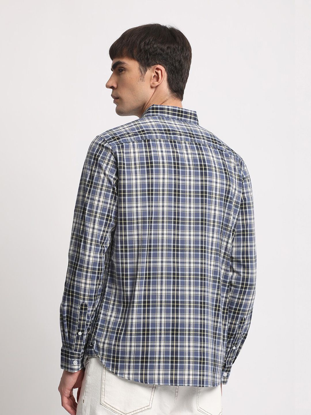 THE BEAR HOUSE Slim Fit Checked Pure Cotton Casual Shirt