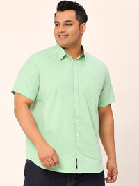Thomas Scott Plus Size Standard Micro Checked Cotton Casual Shirt