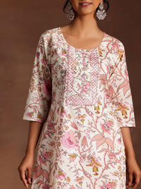 Libas Floral Printed Sequinned Pure Cotton Kurta with Salwar & Dupatta