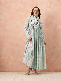 all about you Ethnic Motifs Printed Satin-Finish Festive Maxi Empire Dress with Scarf
