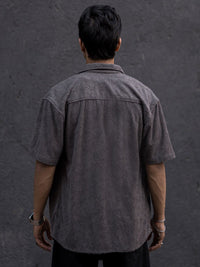 Powerlook Grey India Slim Oversized Fit Jacquard Self Design Casual Shirt