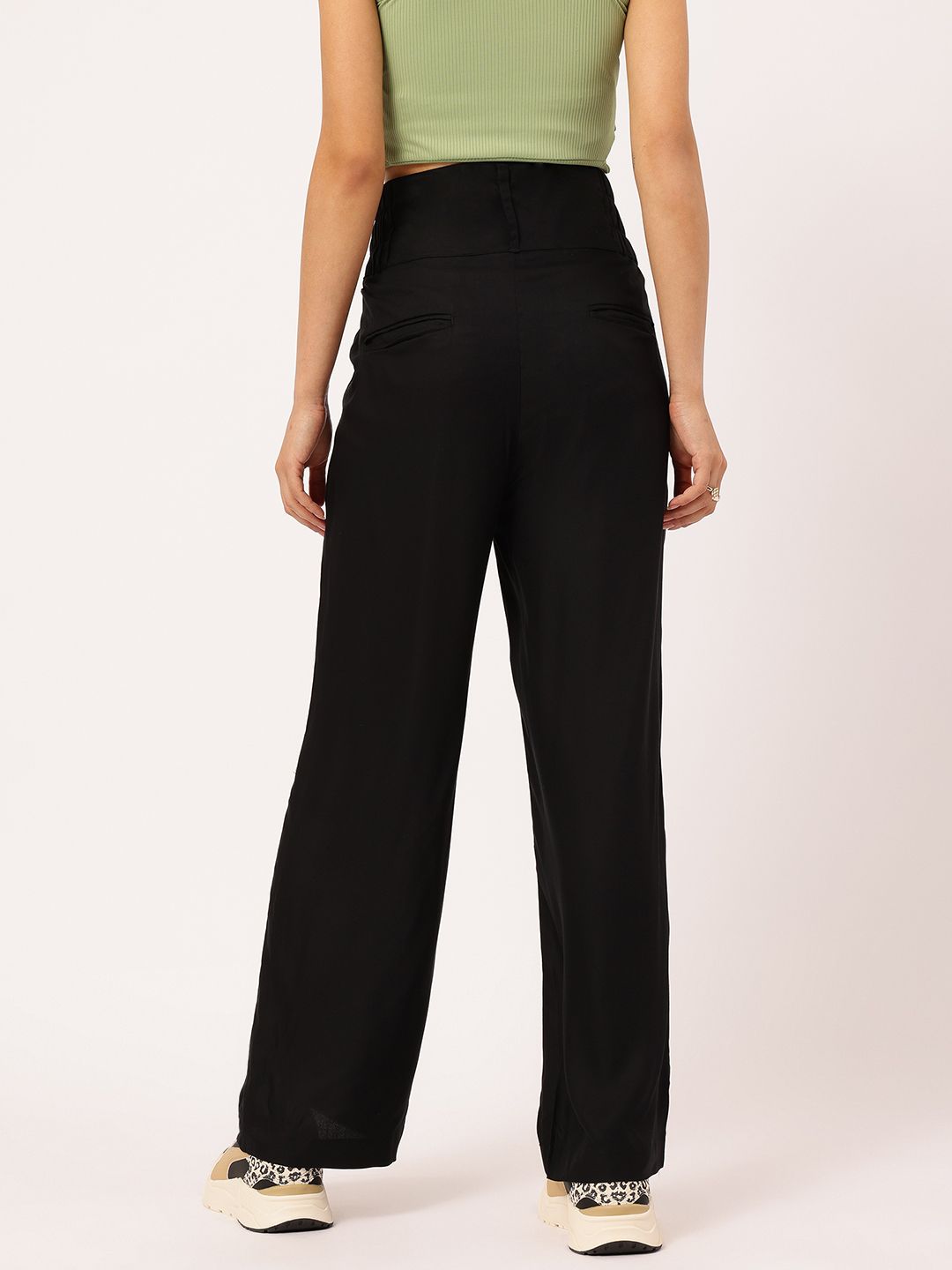 DressBerry Women Bell-Bottom Beauty Wide Waistband Trousers