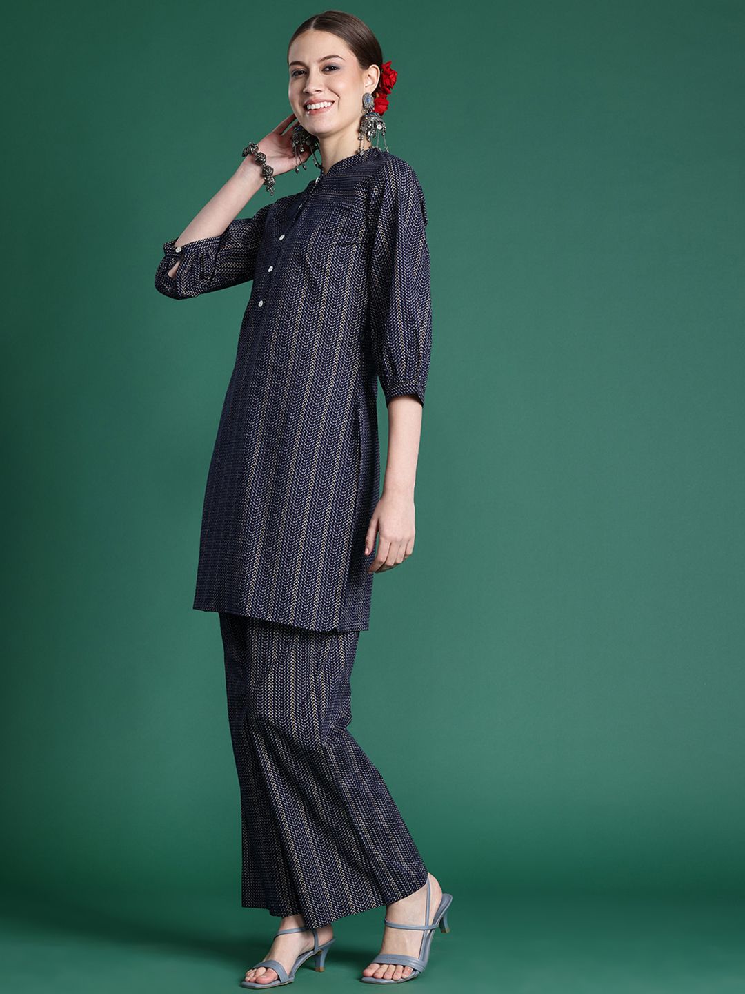 Indo Era Printed Regular Pure Cotton Kurta with Palazzos