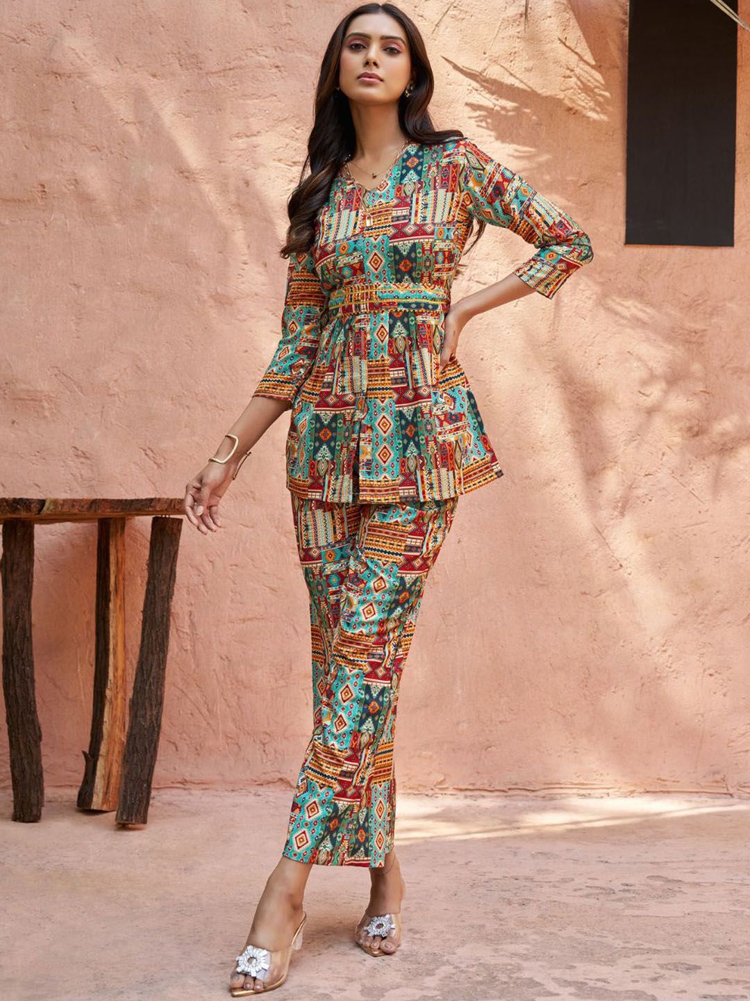 KALINI Printed Regular Tunic with Palazzos