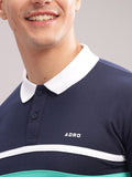 ADRO Striped Polo Collar Short Sleeves Pure Cotton Regular T-shirt