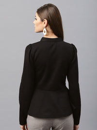 SASSAFRAS Women Black Solid Tailored Jacket