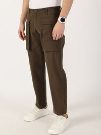Thomas Scott Men Smart Regular Fit Cotton Mid-Rise Cargos Trousers