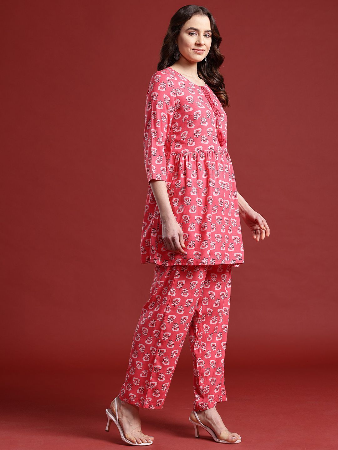 Anouk Ethnic Motifs Printed Pleated Kurta with Trousers