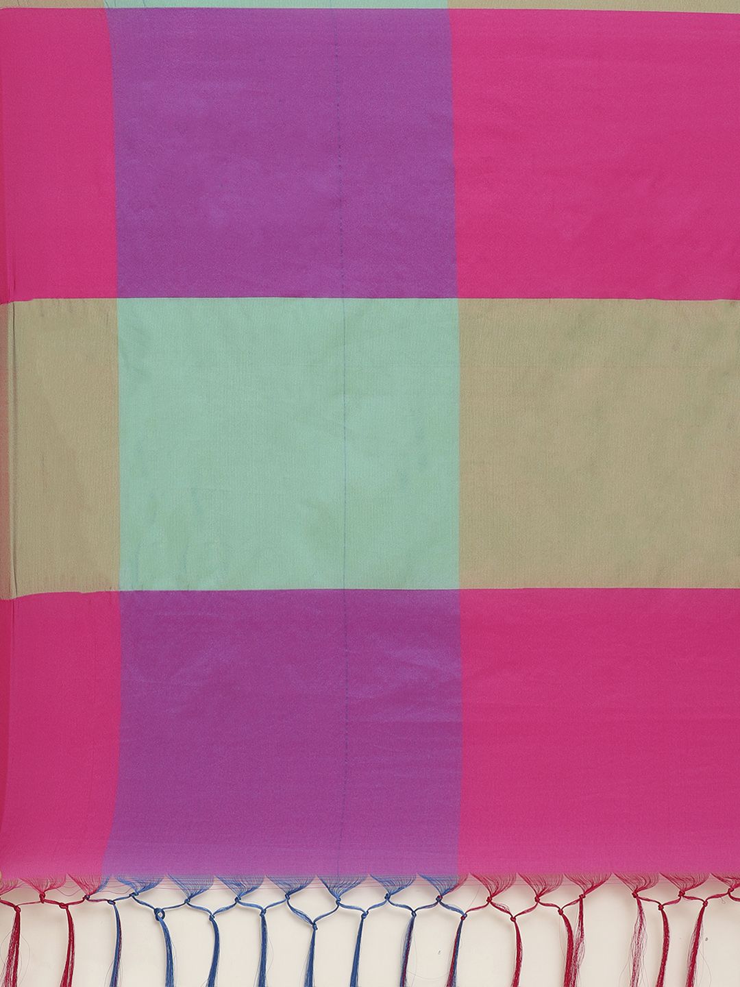 Saree mall Green & Blue Colourblocked Mangalagiri Saree