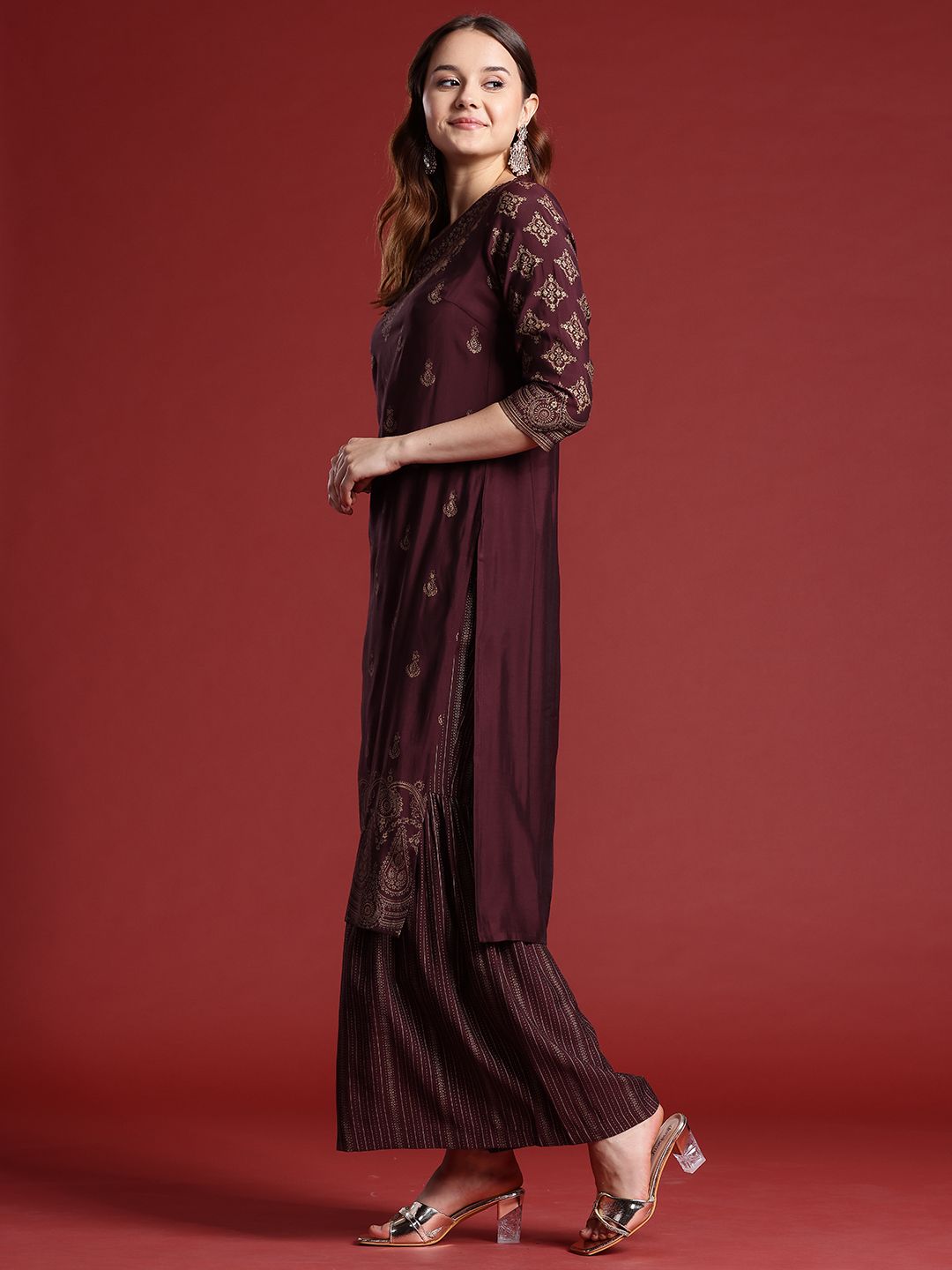 Anouk Ethnic Motifs Printed Kurta Set With Dupatta