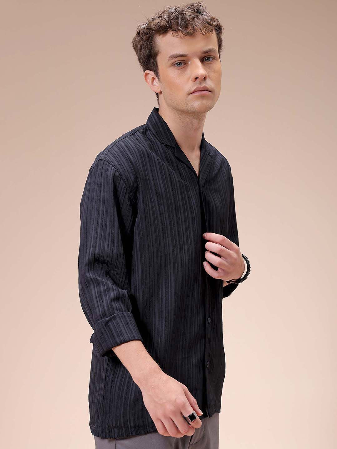 The Indian Garage Co Men Relaxed Fit Dobby Textured Resortwear Shirt