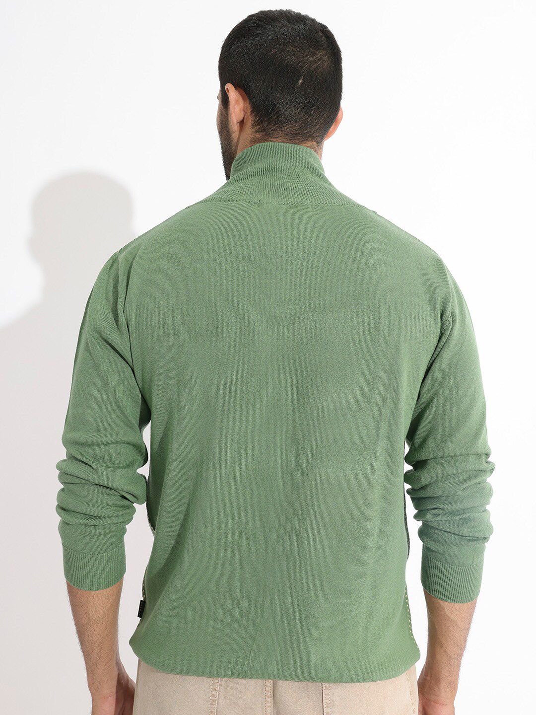 RARE RABBIT Men Heritage Solid Turtle Neck Cardigan