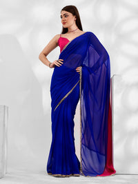 Mitera Colorblocked Gotta Patti Border Pure Georgette Saree