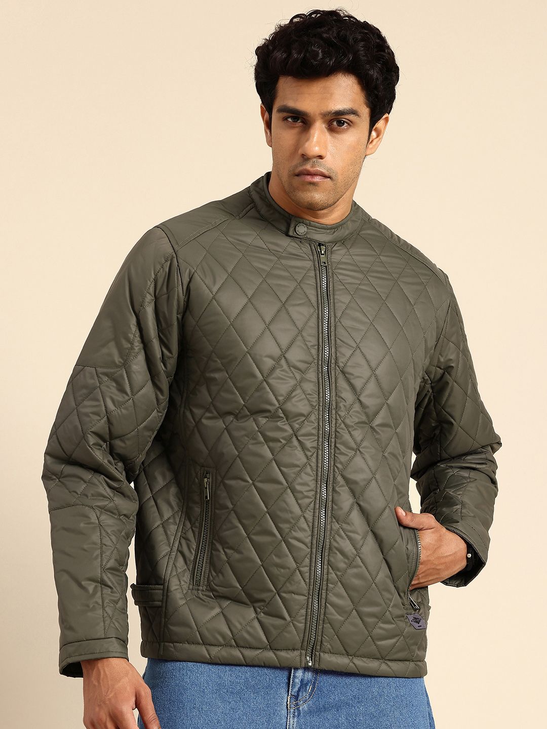Being Human Double Collar Quilted Jacket