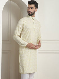 SOJANYA Printed Mandarin Collar Lengan Panjang Kurta Lurus